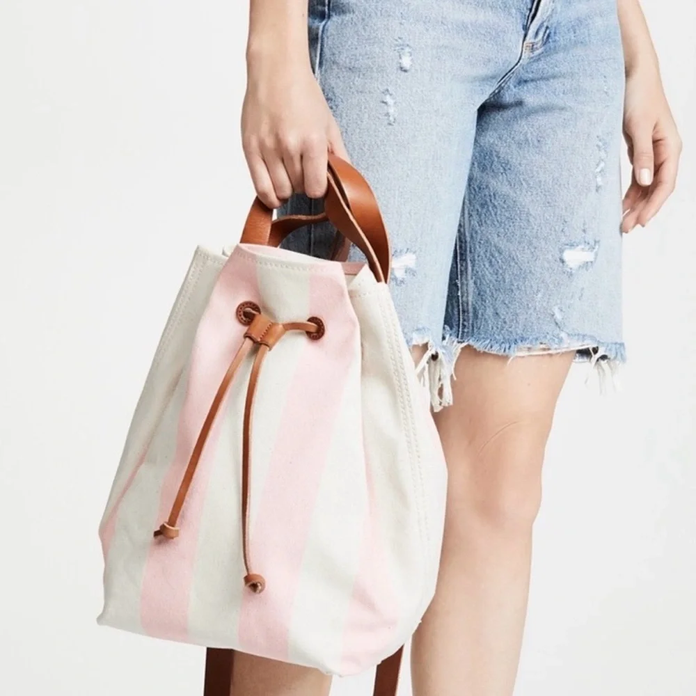 Madewell Somerset Stripe Canvas & Leather Backpack